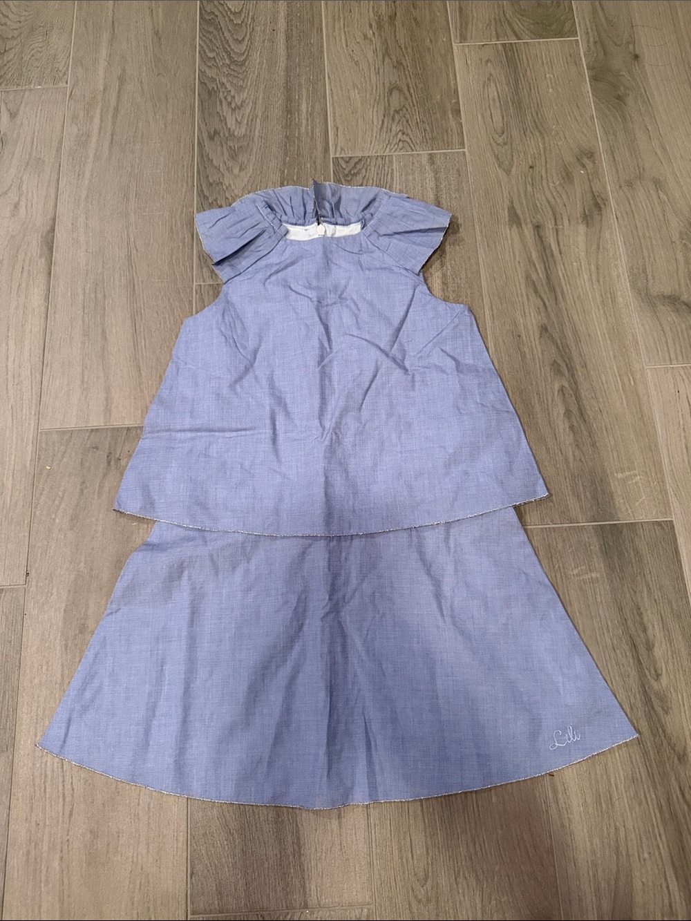 Lili Gaufrette Girls' Light Blue Layered Summer Dress Size 5